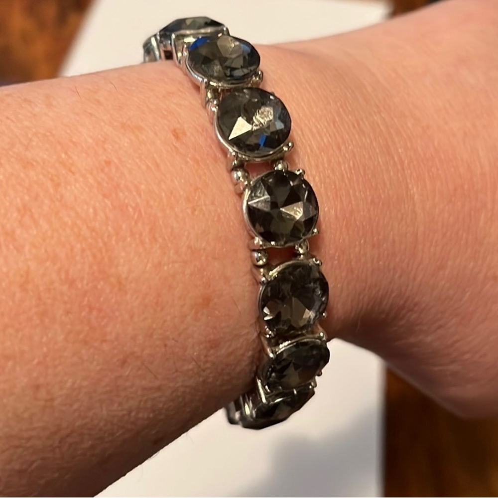 Torrid 5.5” black stone and silver bracelet